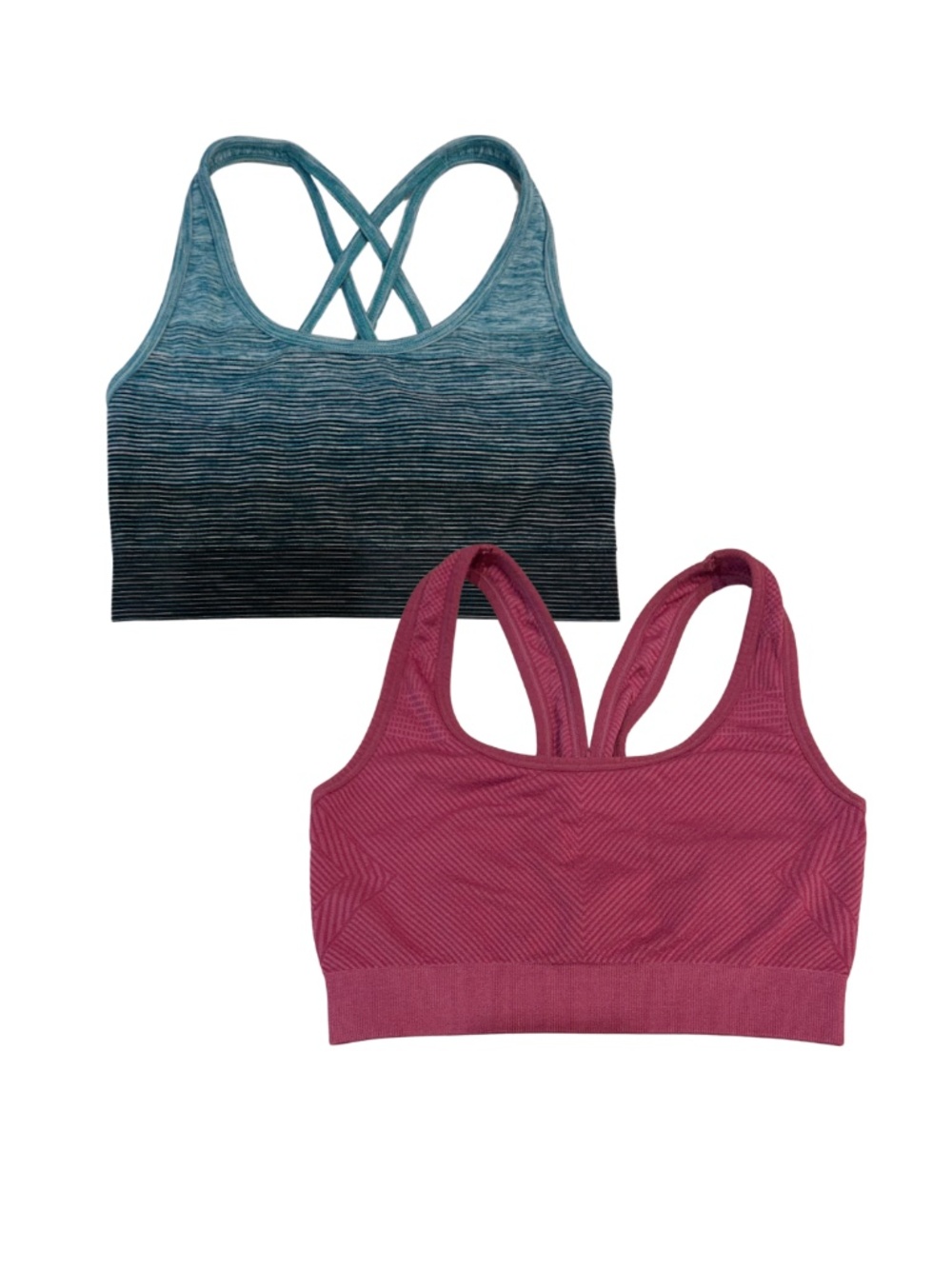 Velocity Sports Bra SMALL Pink Blue Racerback Strappy Gym Outfit LOT OF 2